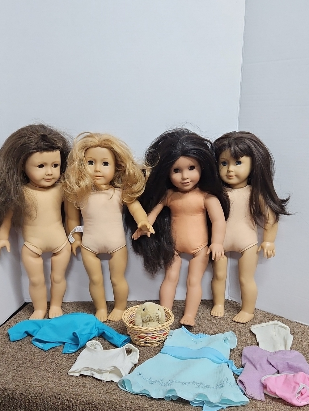Vtg American Girl Dolls LOT 4 Dolls Clothes Bunny Pet **READ**